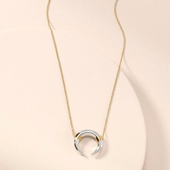 Stella & Dot Luna Pendant Necklace - Crescent Mixed Metal - Picture 9 of 13